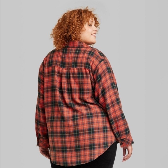 Women's Oversized Button-Down Flannel
Shirt - Wild Fable™ Red Plaid new - Picture 5 of 9